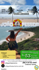 Excursão para João Pessoa em Setembro