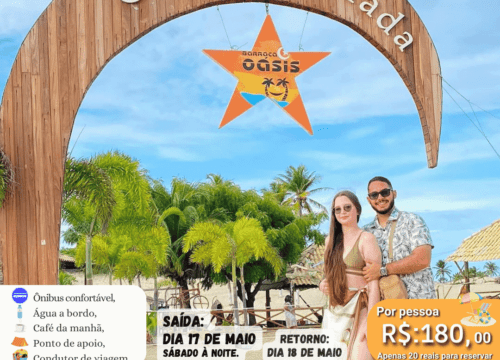 Bate-volta para Canoa Quebrada dia 17 de Maio.